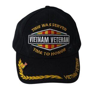 KYS Design Vietnam Veteran Embroidered Baseball Cap With Pin Strap Black